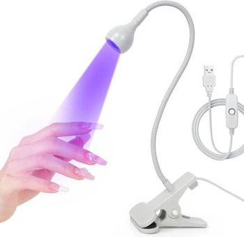 Mini UV LED lampa do manicure na spinaczu (klips) - biała