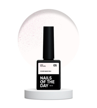 NAILSOFTHEDAY Cover base NEW Formula Milk 05 - półprzezroczysta mleczna baza hybrydowa z różowym brokatem, 10 ml