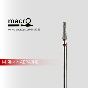 macrO Frez diamentowy stożek zaokrąglony - czerwony, d 025
