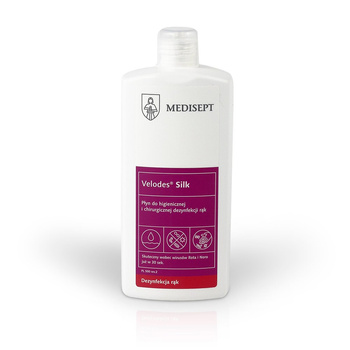 Velodes Silk Medisept – płyn do higienicznej i chirurgicznej dezynfekcji rąk, 500 ml