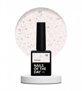 NAILSOFTHEDAY Potal Base 10 – różowo-biała baza ze srebrnymi holograficznymi płatkami, 10 ml