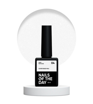 NAILSOFTHEDAY Cover base NEW Formula Milk 04 - półprzezroczysta mleczna baza hybrydowa ze srebrnym brokatem, 10 ml