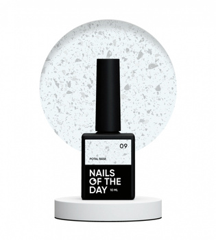 NAILSOFTHEDAY Potal Base 09 – mleczna baza ze srebrnymi holograficznymi płatkami, 10 ml