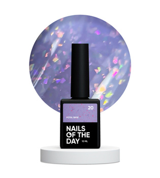 NAILSOFTHEDAY Potal Base 20 – fioletowa baza z holograficznymi płatkami, 10 ml