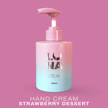 Lunamoon Nawilżający krem do rąk z technologią lamelarną o zapachu truskawek ze śmietanką – Hand Cream Strawberry Dessert, 300 ml