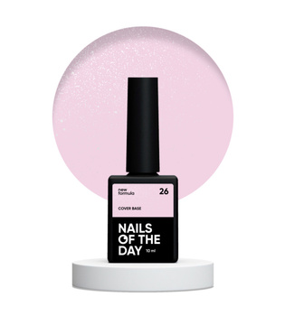 NAILSOFTHEDAY Cover base NEW Formula 26 - delikatnie różowa baza hybrydowa ze srebrną drobinką, 10 ml