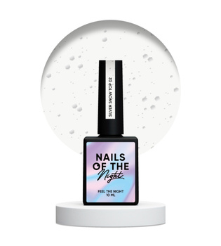 NAILSOFTHENIGHT Silver Snow Top no wipe z nieregularnymi srebrnymi cząsteczkami, 10 ml