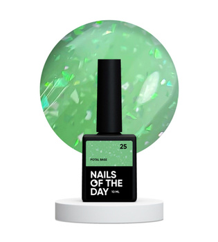 NAILSOFTHEDAY Potal Base 25 – seledynowa baza z holograficznymi płatkami, 10 ml