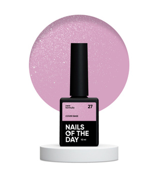 NAILSOFTHEDAY Cover base NEW Formula 27 - różowa baza hybrydowa ze srebrną drobinką, 10 ml