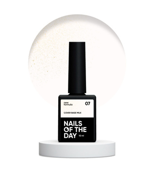 NAILSOFTHEDAY Cover base NEW Formula Milk 07 - półprzezroczysta mleczna baza hybrydowa ze złotym brokatem, 10 ml