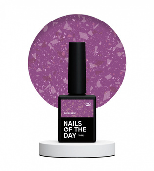 NAILSOFTHEDAY Potal Base 08 – bordowa baza z miedzianymi holograficznymi płatkami, 10 ml