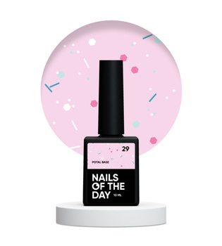 NAILSOFTHEDAY Potal Base 29 – mleczno-różowa baza z neonowym brokatem, 10 ml