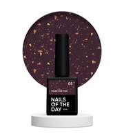 NAILSOFTHEDAY Malbeck Base Potal 05, ciemno-brązowa baza ze złotymi płatkami, 10 ml