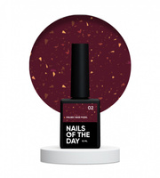 NAILSOFTHEDAY Malbeck Base Potal 02, krwisto-bordowa baza ze złotymi płatkami, 10 ml